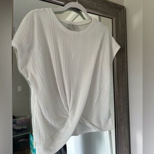 Paper Crane White Textured Short Sleeve Top